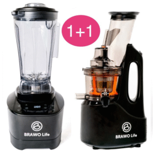 1+1 Angebot: BRAWO Life B-365 Slow-Juicer (schwarz) + GRATIS Buch und BRAWO Life BL-801 Mixer (schwarz) zu einem vergünstigten Preis